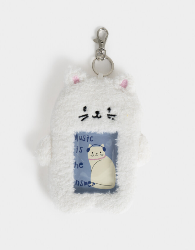 Llavero Peluche Porta Tarjeta De Peluche De Gatito - Blanco