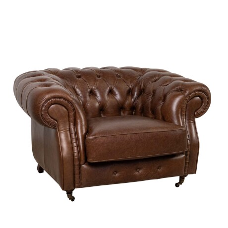 BUTACA 1 CUERPO CUERO-100-NATURAL MARRON NEW CHESTERFIELD CHOC.