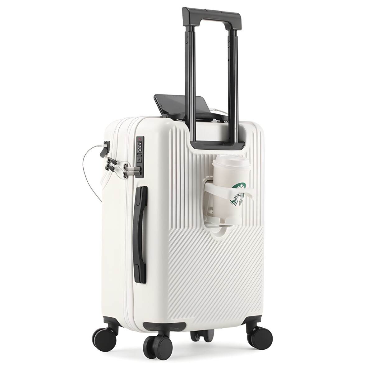 Valija rigida Lumax Sapporo con portavaso - Blanco 
