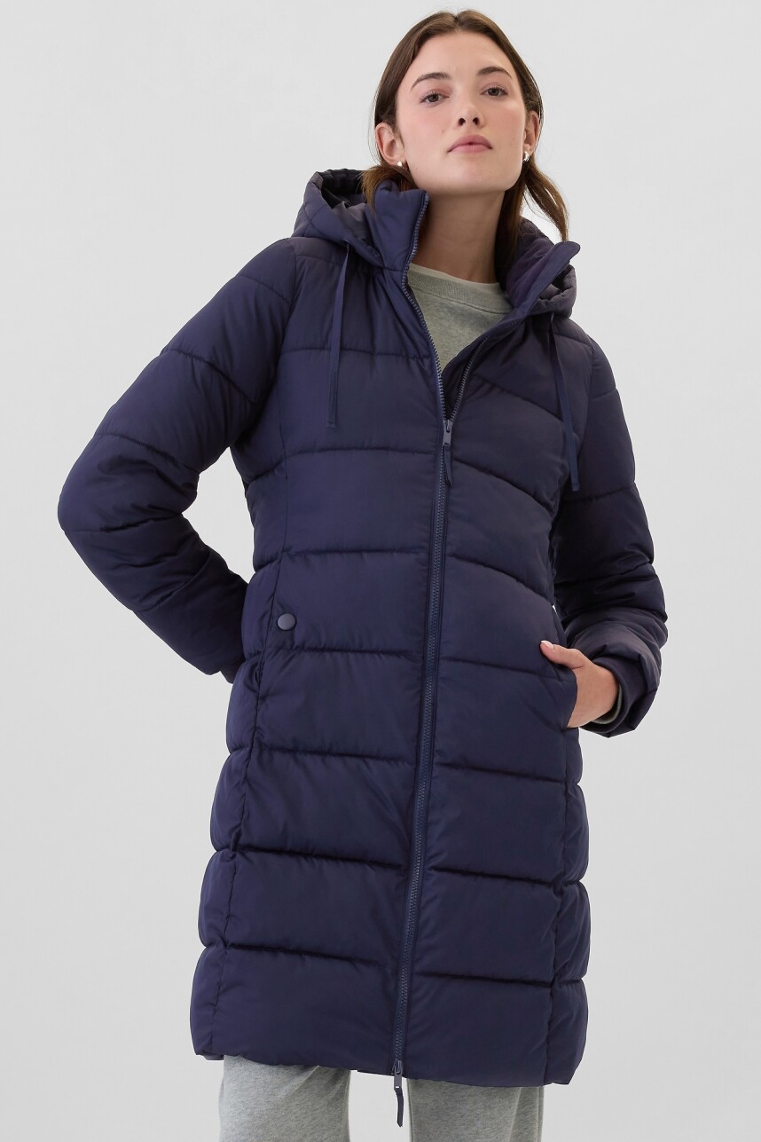 Campera Larga Puffer Logo Gap Mujer Navy081