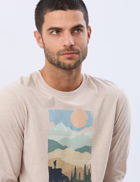 REMERA ESTAMPADA DE ALGODÓN Beige