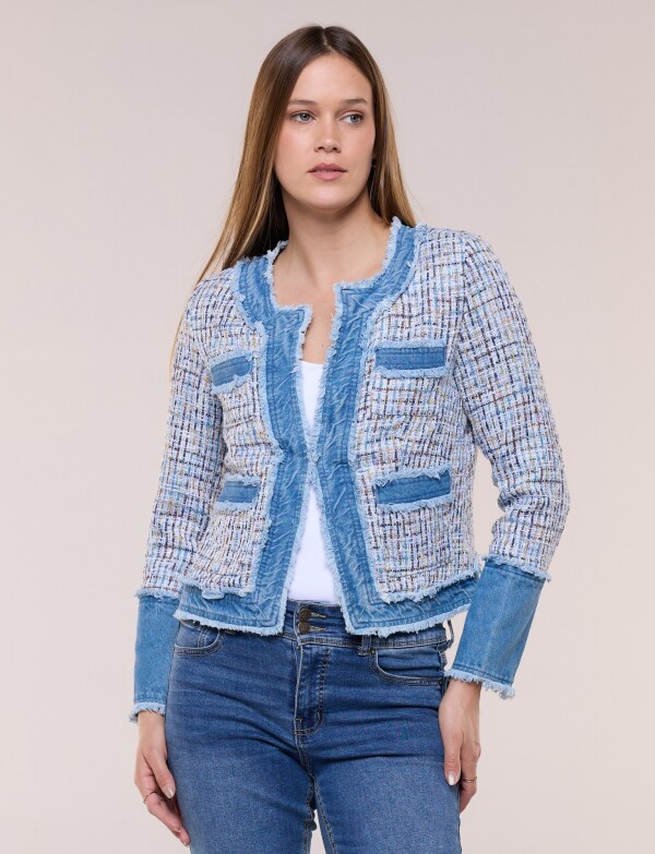 Chaqueta Tweed Multicolor Con Detalles Denim AZUL/MULTI