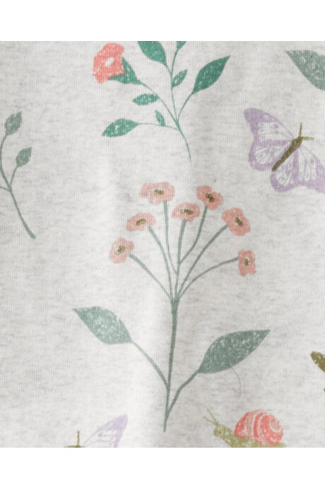 Pijama dos piezas de algodón orgánico, remera y pantalón, diseño jardín Sin color