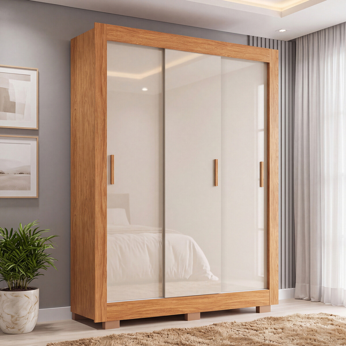 Ropero Lucca 148 cm 3 Puertas Corredizas 