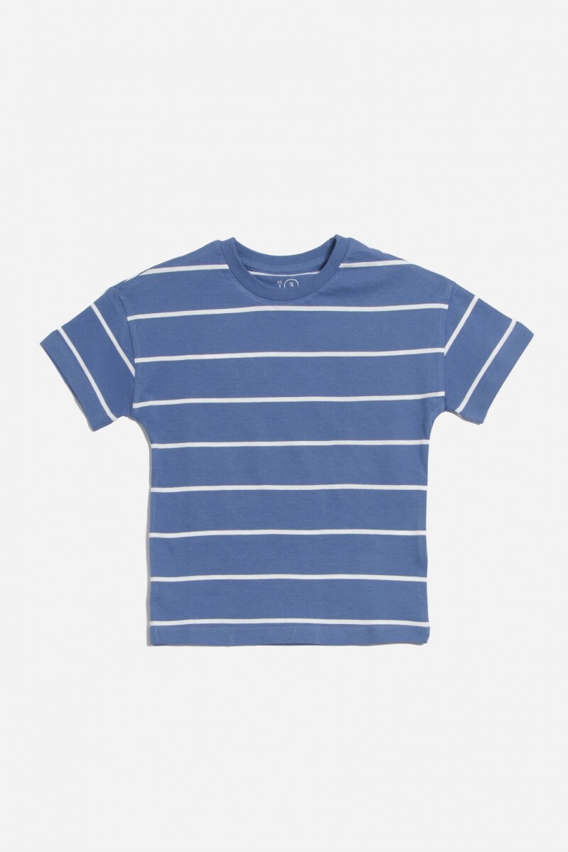 Remera rayada manga corta - Azul marino 