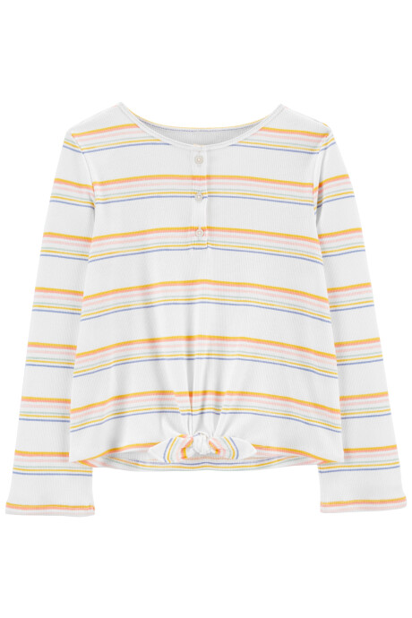 Remera A Rayas Manga Larga Con Nudo Sin color