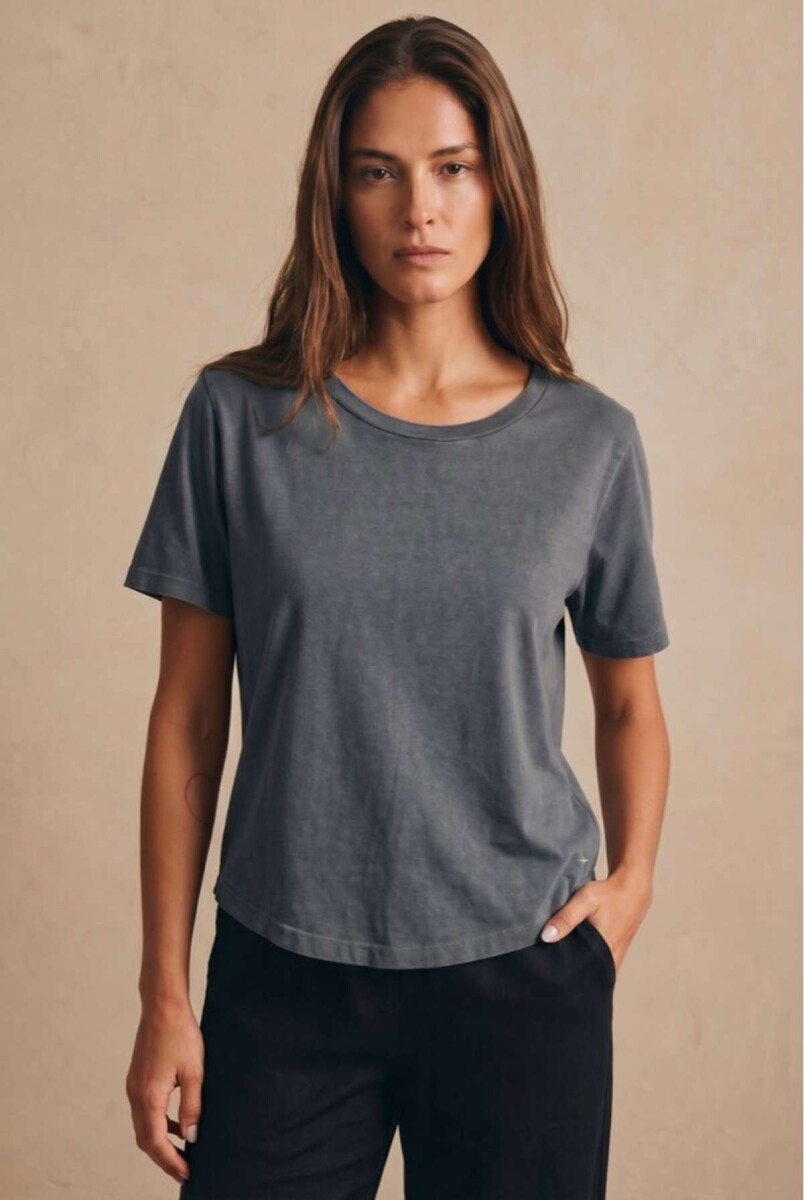 Remera Algodon Lavado - Gris Oscuro 