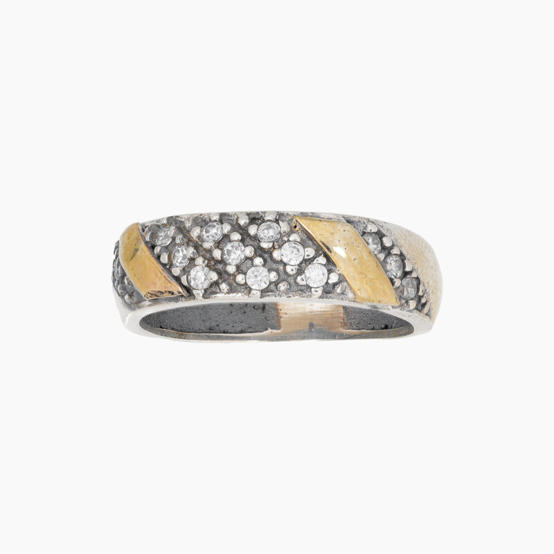 Anillo en Plata y Oro con circonias Anillo En Plata Y Oro Con Circonias