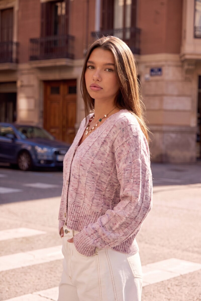 Cardigan Texturado Rosa Viejo