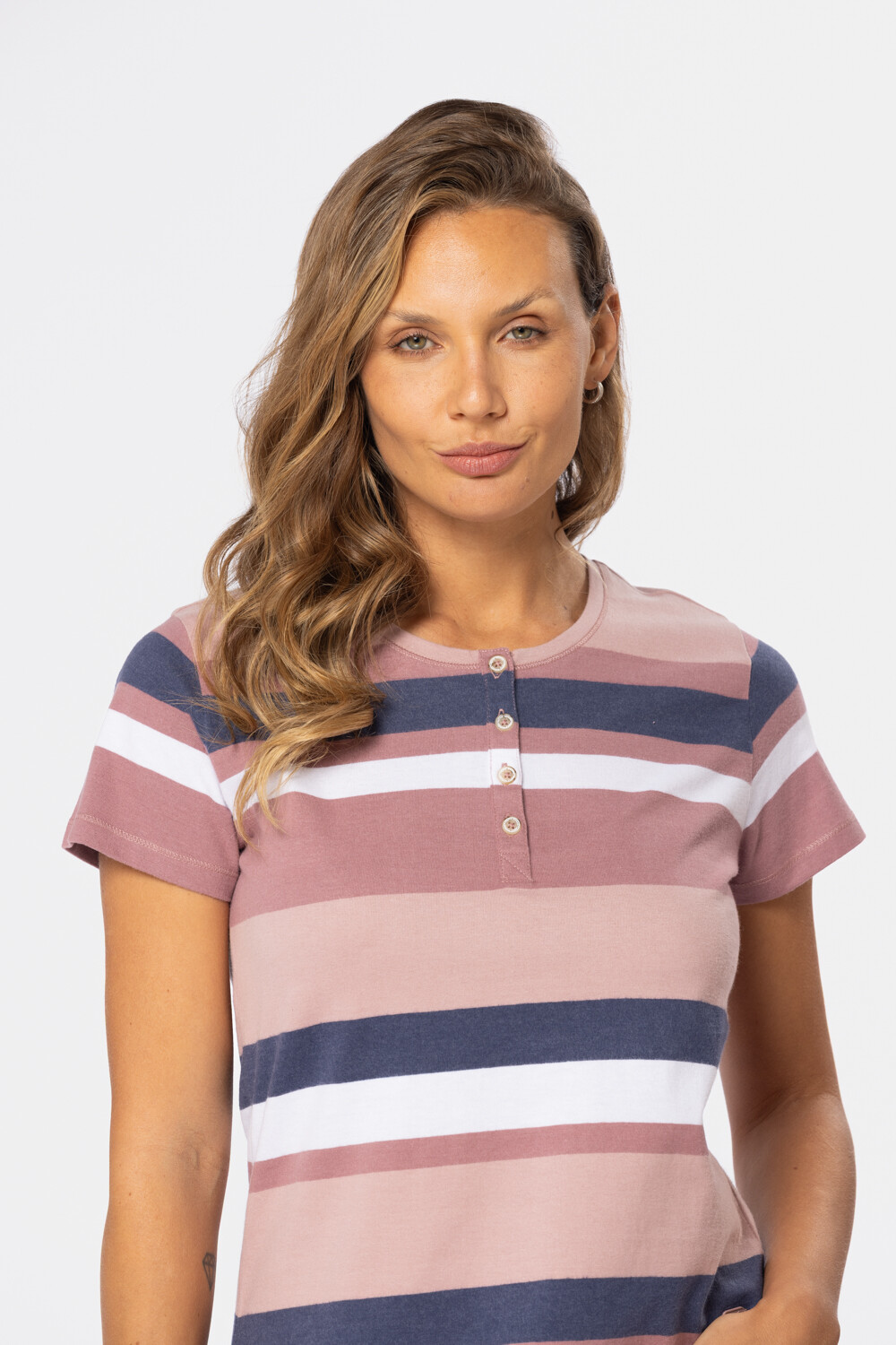 REMERA RAYADA Rosado