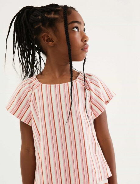 BLUSA INFANTIL MANGA CORTA ROSADO