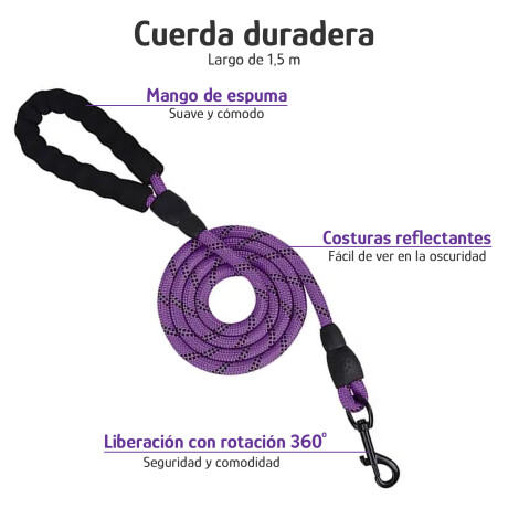 Arnés y Correa Para Perro Reflectivo Ajustable Reforzado Lila