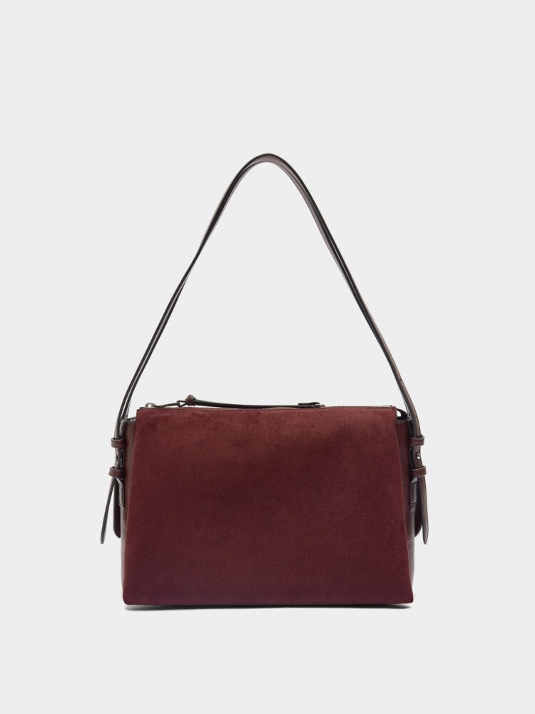 Bolso De Hombro Efecto Piel burdeos
