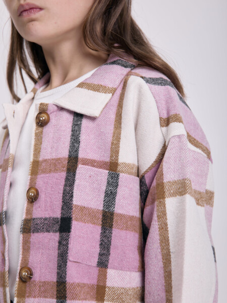 Sobrecamisa estampa cuadros Rosa