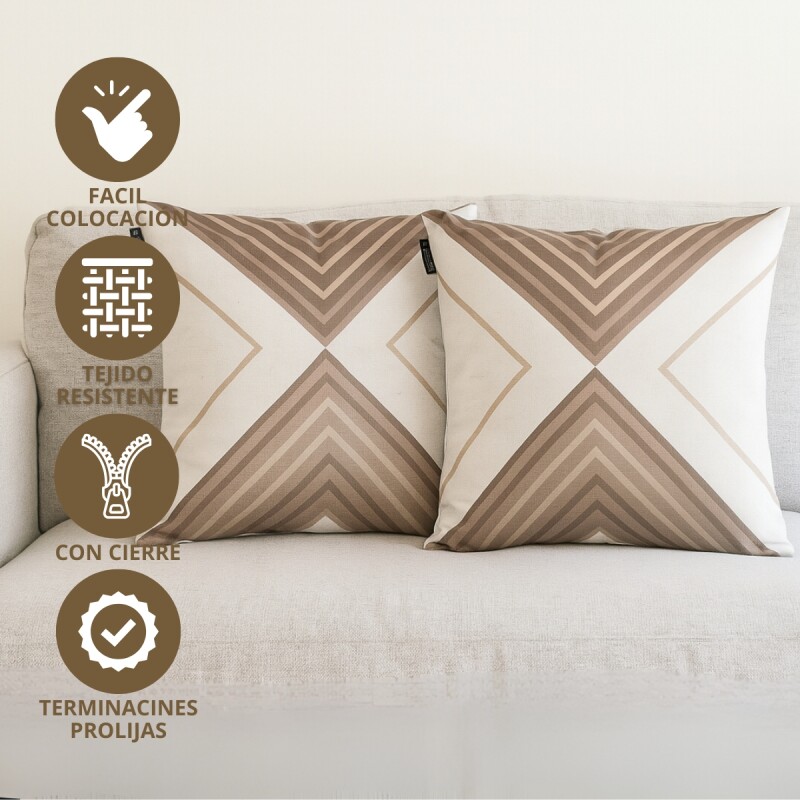 Set x2 Almohadones con Relleno 43 x 43 cm RAYAS BEIGE