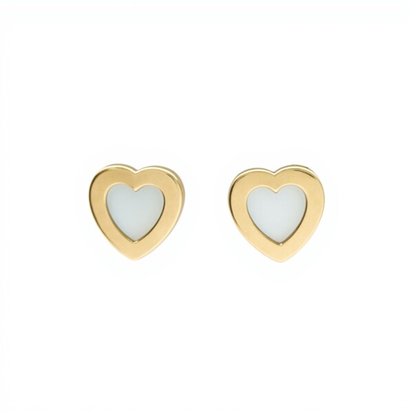 Caravanas Corazón de oro - Oro bajo - Nácar- CA8046 conpiedra
