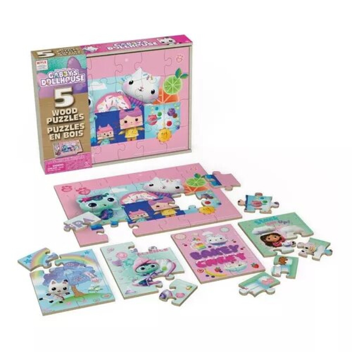 5 rompecabezas Gabby´s Dollhouse 