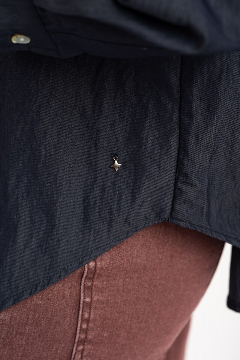 Camisa Con Bolsillo Delantero Denim