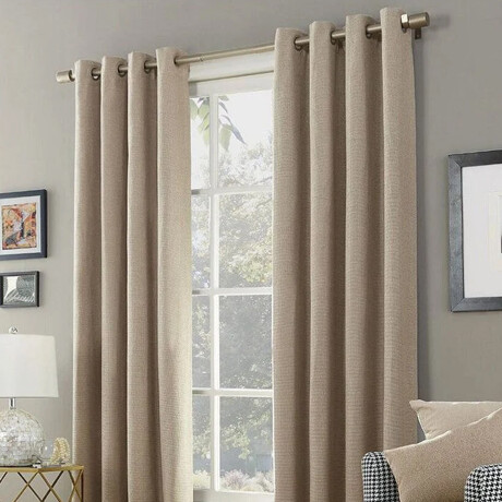 Set X2 Cortinas Blackout 140x230cm Bloquea Luz Ambientes Beige