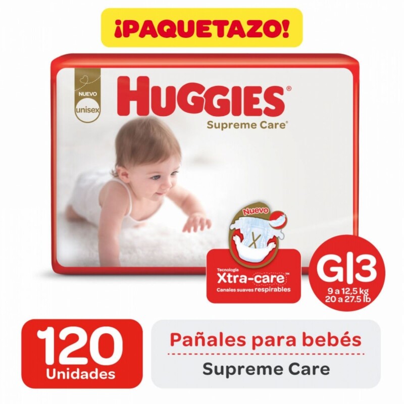 Pañales Huggies Supreme Care Unisex G X120