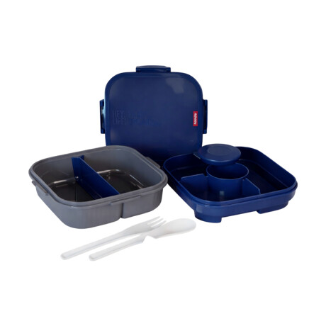 Vianda doble piso con division y tapa Azul