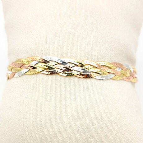 Pulsera de plata 925 trenzada, con baño de oro. Pulsera de plata 925 trenzada, con baño de oro.