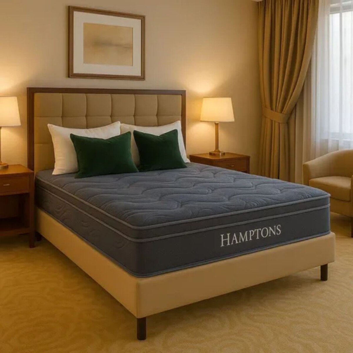 Sommier Queen Colchon Hamptons Hybrid Silver - Beige 