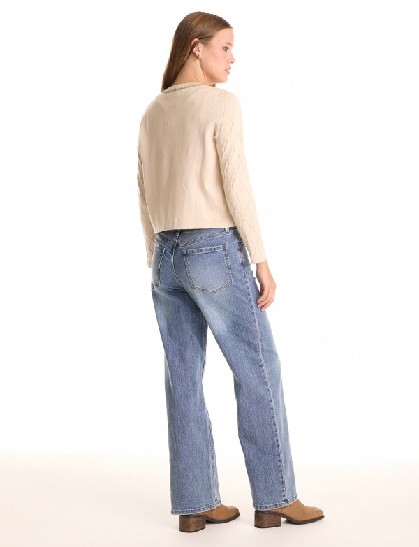 Cardigan Rombos & Cadena BEIGE