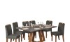 Juego De Comedor - 6 Sillas + Mesa Vidrio - Celeste Gris