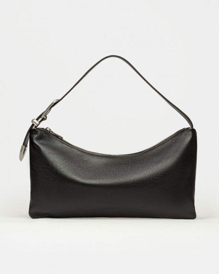 Cartera al hombro Bamboo en cuero graneado Negro