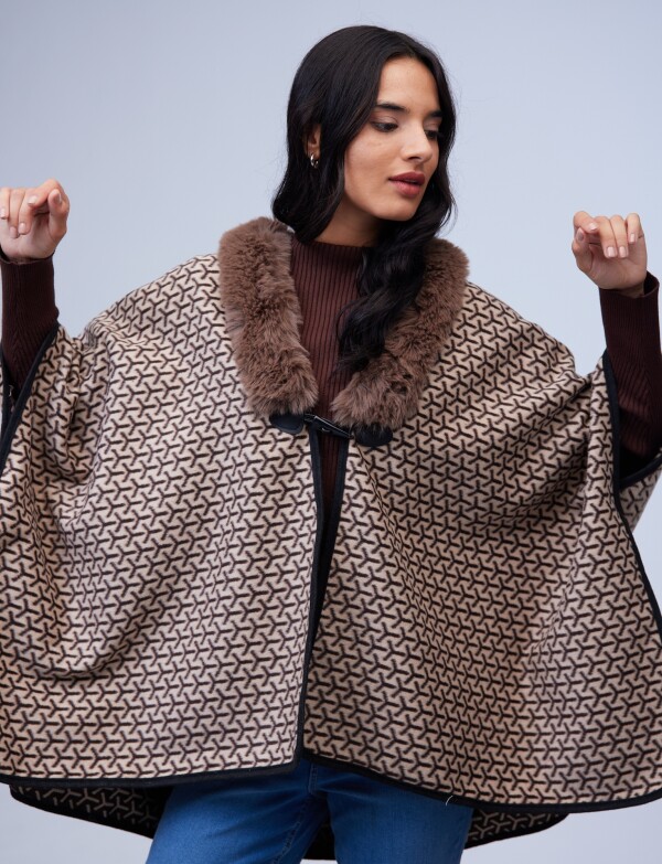 Ruana Faux Fur MARRON/MULTI