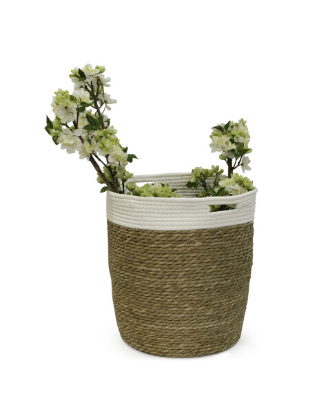 CESTO TEJIDO D35x39CM NATURAL FRANJA BLANCO CESTO TEJIDO D35x39CM NATURAL FRANJA BLANCO