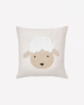 Almohadón Milu de algodón beige bordado de oveja 45 x 45 cm