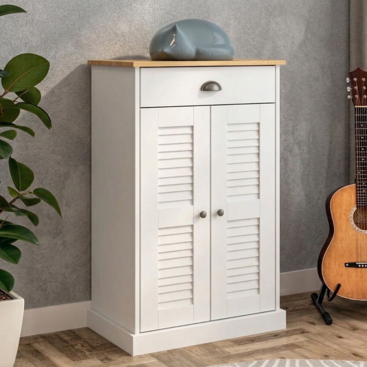 Zapatera 2 Puertas 1 Cajón - Línea Valenciana - Blanco 
