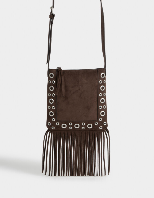 Bandoleras Bandolera Suede Flecos - Marron Chocolate