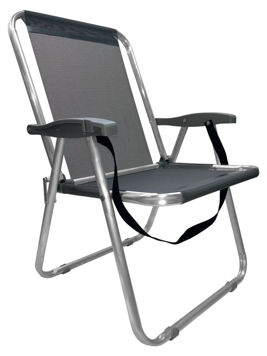 Sillón Alto playa en Aluminio c/ Correa Reforzado Hasta 140 Kg Max - GRIS 