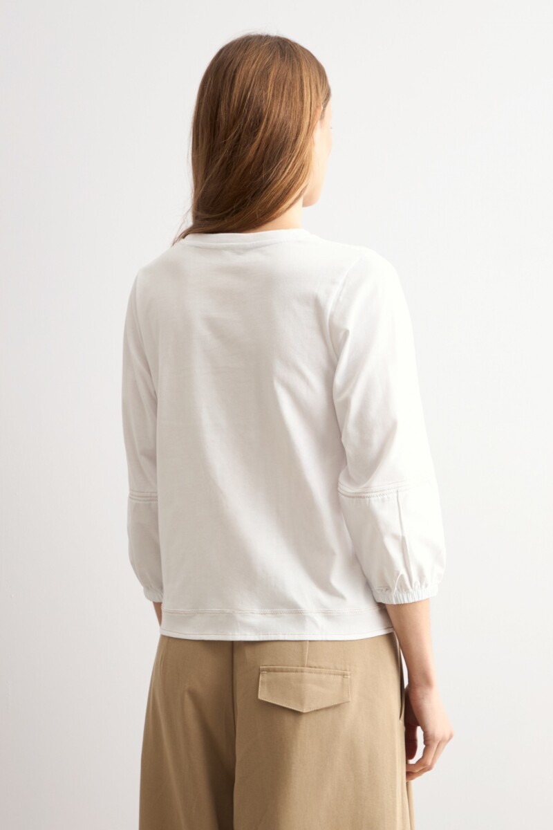 Remera mangas poplin blanco