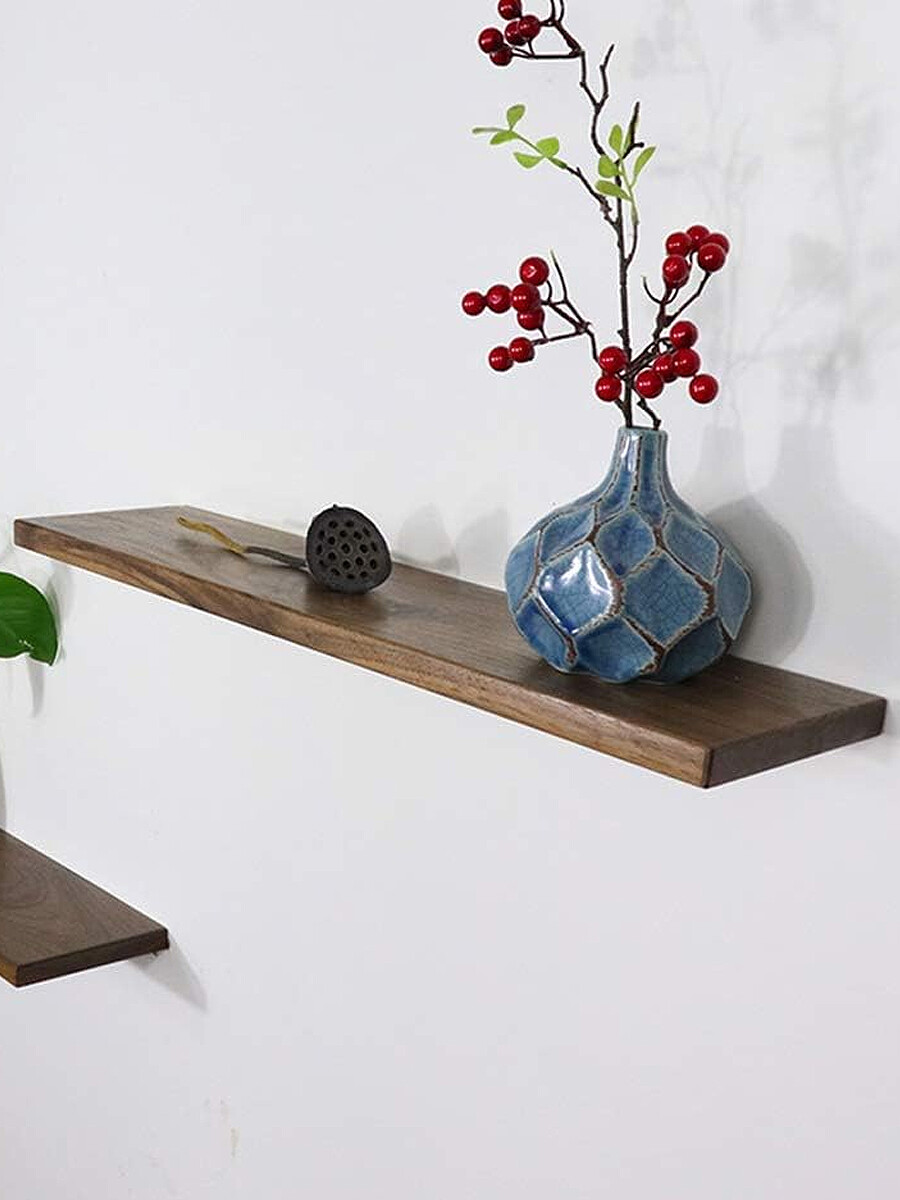 ESTANTE CON SOPORTE NOGAL - MARRON 