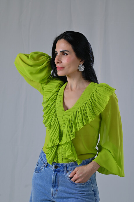 Camisa plisada Chenoa Verde Lima