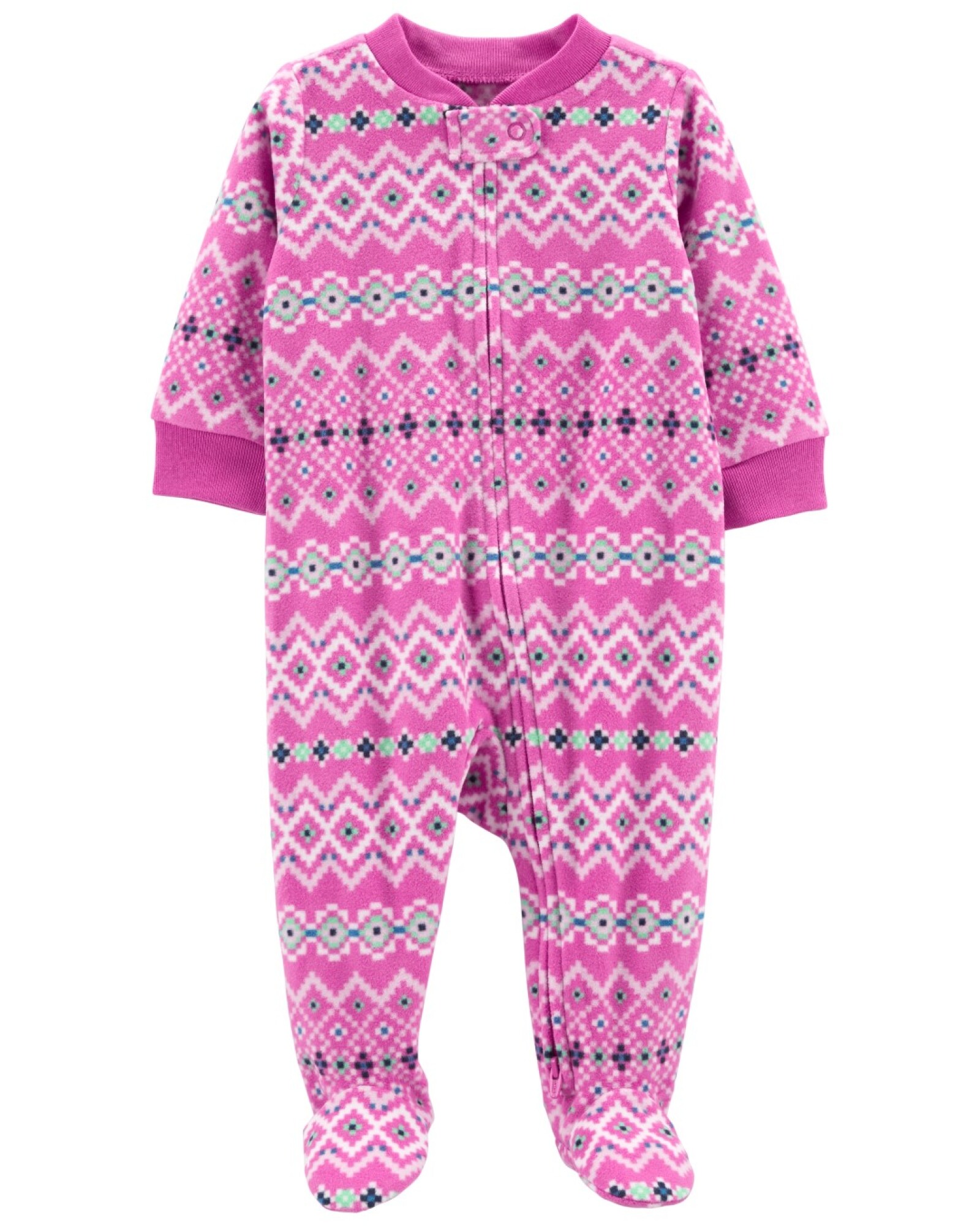 Pijama una pieza de micropolar con pie estampado Sin color
