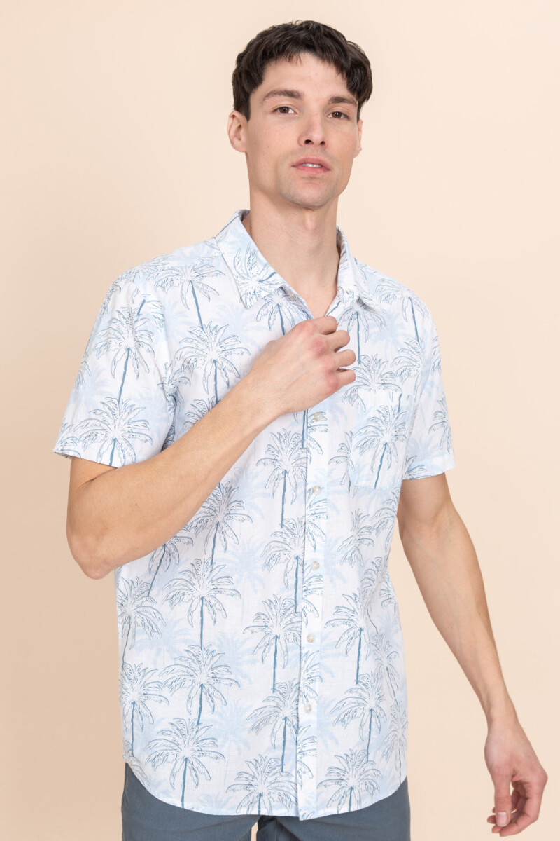 Camisa manga corta - Estampada azul 