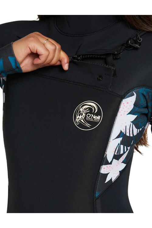 Wetsuit Bahia 3/2mm - Chest Zip Hibisco Negro