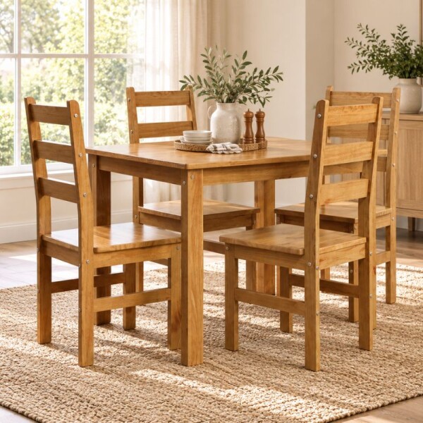 JUEGO DE COMEDOR 4 SILLAS NOGAL - BELLA JUEGO DE COMEDOR 4 SILLAS NOGAL - BELLA