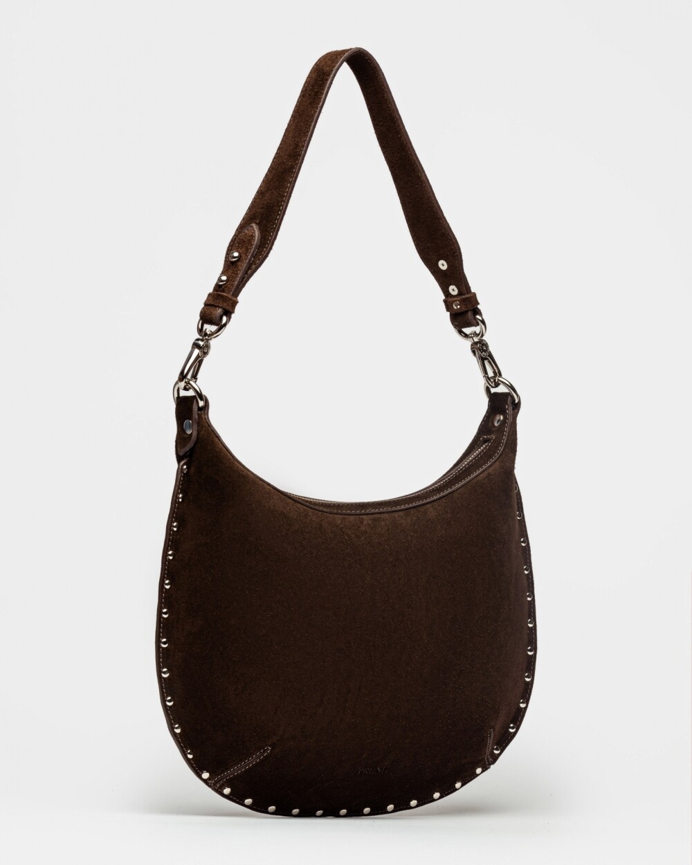 Cartera al hombro Luna en cuero gamuza Chocolate