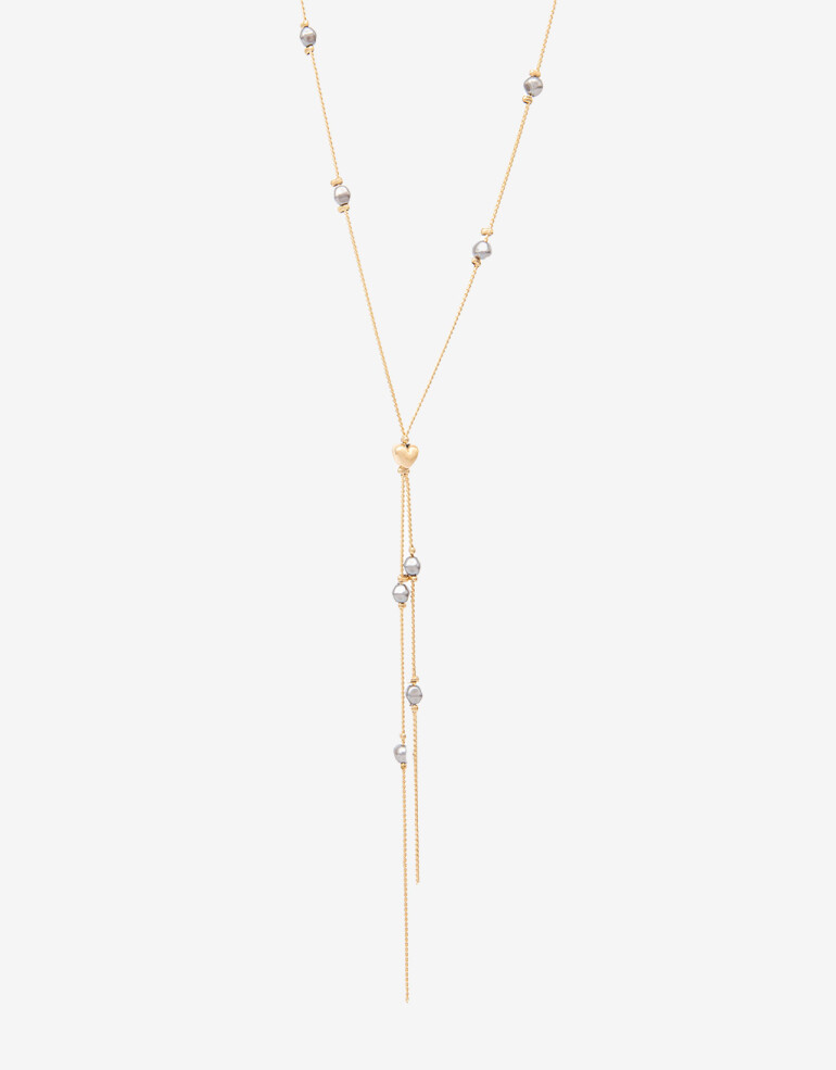 Collares Largos Perla Collar Largo Corbatero Perla Sintética - Dorado