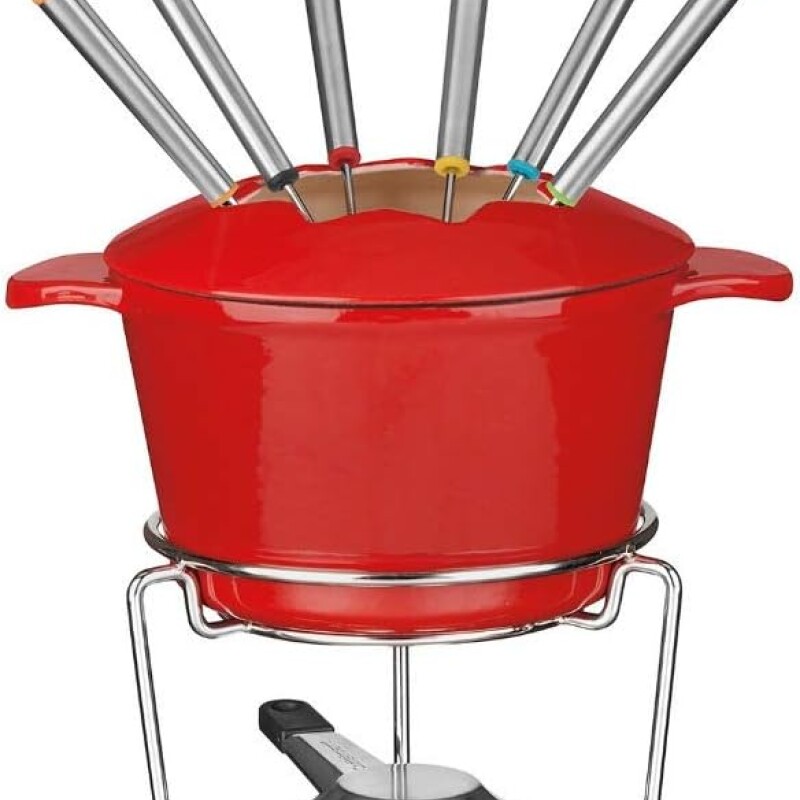 JUEGO DE FONDUE HIERRO FUNDIDO ROJO JUEGO DE FONDUE HIERRO FUNDIDO ROJO