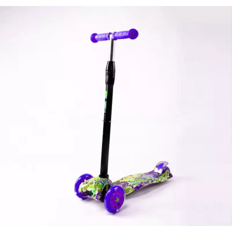 Monopatín Piccoly 3 Ruedas Para Niños Ajustable Con Luces Violeta