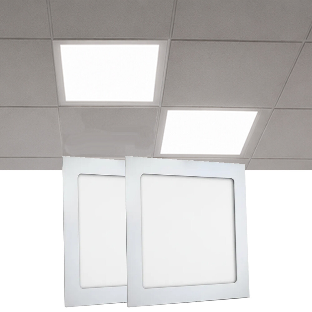 Panel De Techo Pack X2 Plafón Cuadrado Luz Blanca Panel De Techo Pack X2 Plafón Cuadrado Luz Blanca