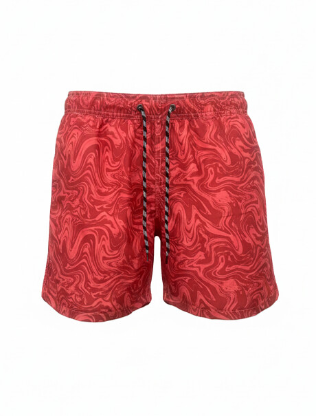 Short de baño estampado rojo