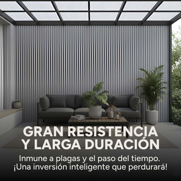 Pack X10 Wpc Simil Madera Panel Revestimiento Lambrin 2.85m Color Gris Oscuro